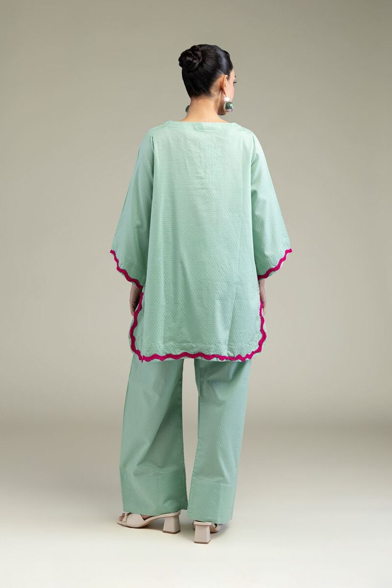 Embroidered | Cotton Dobby | Floral Mint Kurta | USD 40.00