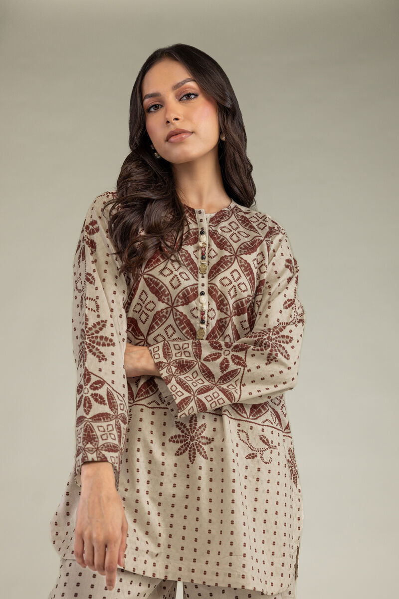 Printed | Cotton Dobby | Beige Cotton Kurta | USD 30.00