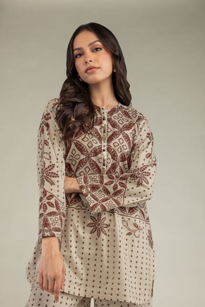 Printed | Cotton Dobby | Beige Cotton Kurta | USD 30.00