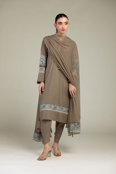 Embroidered | Raw Silk | Brown Solid Shalwar | USD 30.00