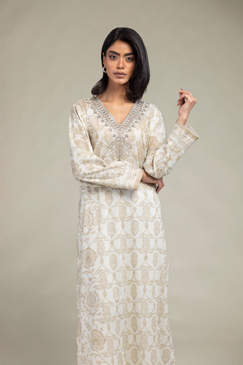 Embroidered | Cambric | Floral Longline Kurta | USD 35.00