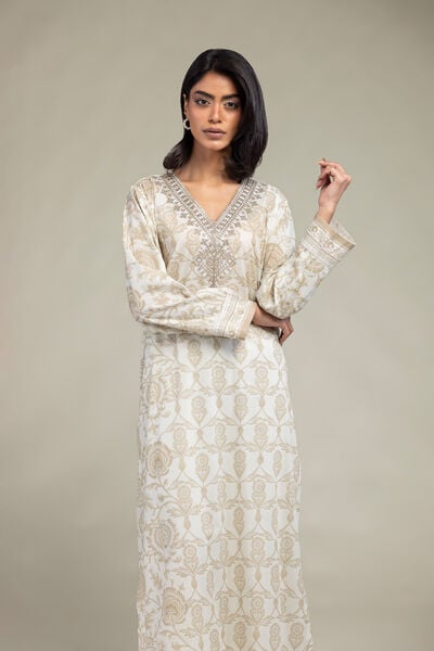 Embroidered | Cambric | Floral Longline Kurta | USD 35.00