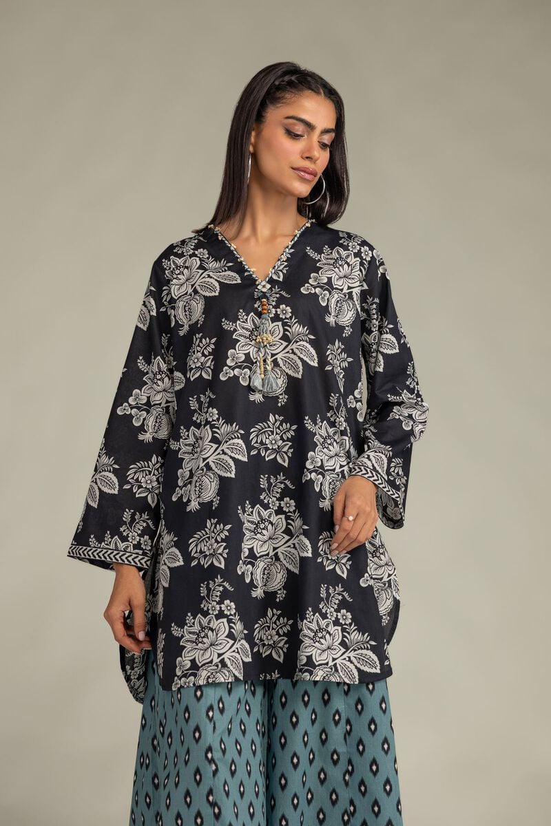 Printed | Cambric | Black Cambric Kurta | USD 35.00