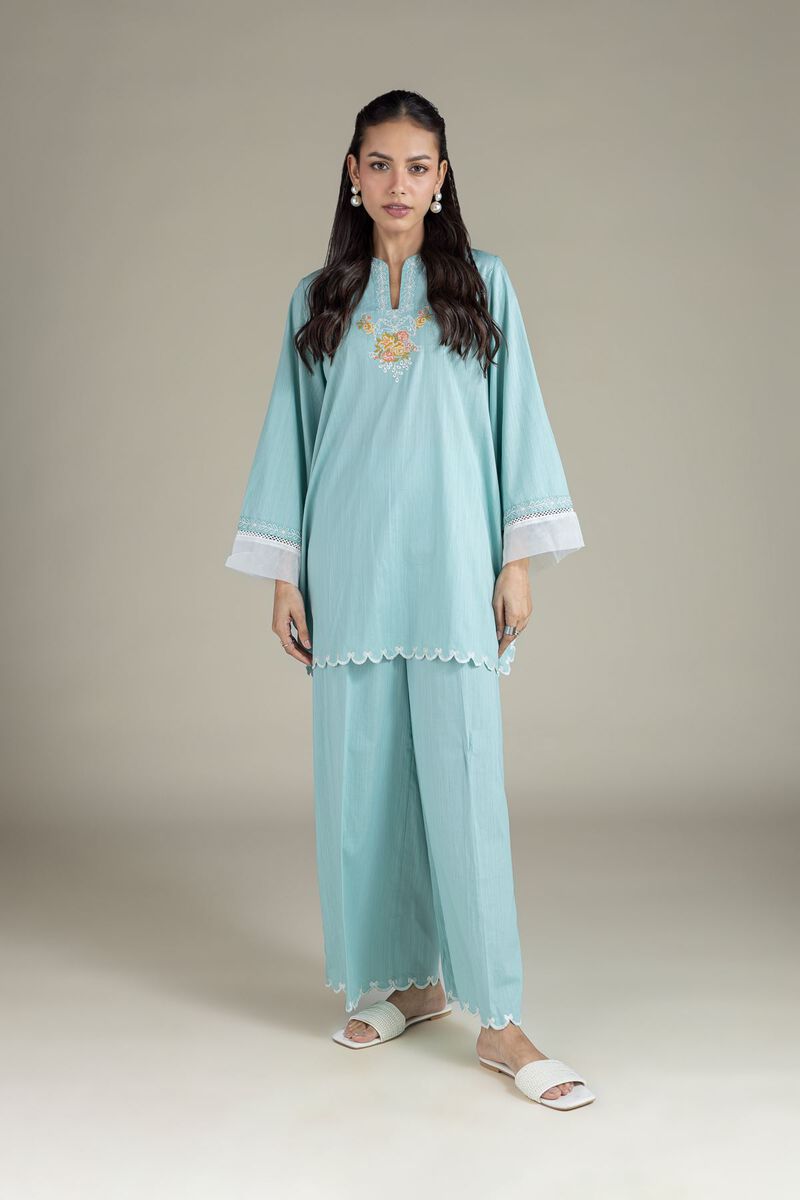 Embroidered | Textured Cambric | Short Floral Kurta | USD 40.00