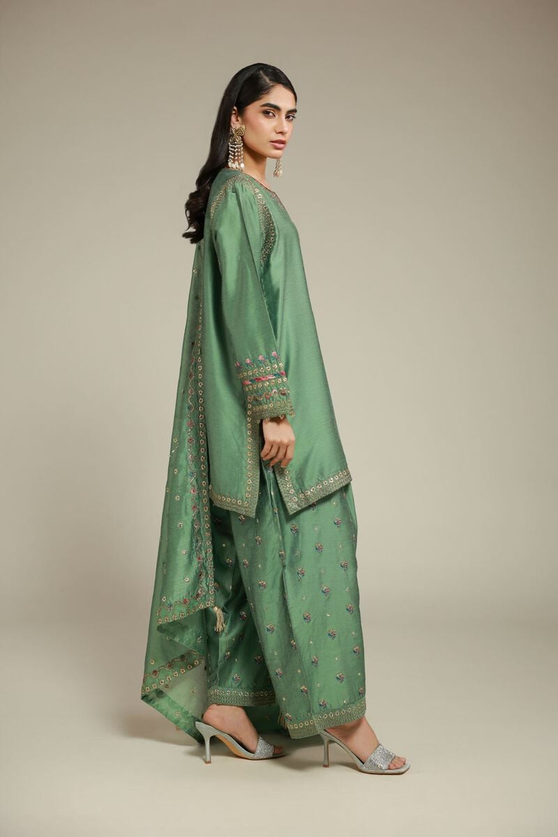 Embroidered | Raw Silk | 3 Piece Co-ord Set | USD 125.00