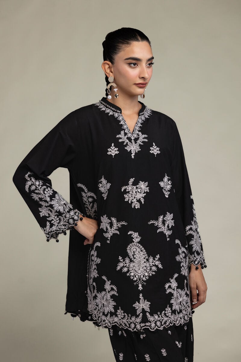 Raw Silk | Black Silk Kurta | USD 70.00