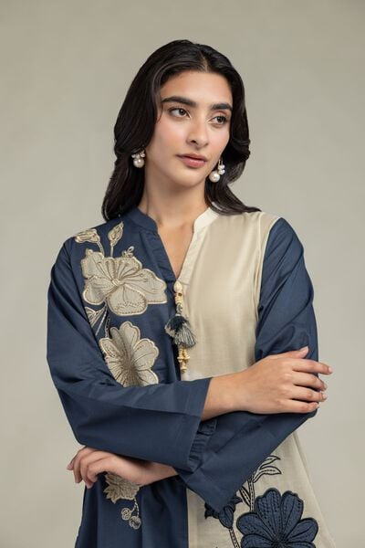 Cambric | Floral Band-Collar Kurta | USD 40.00
