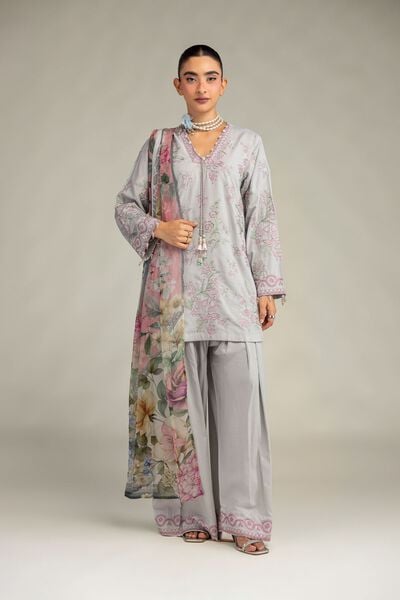 Embroidered | Raw Silk | Floral Silk Shalwar | USD 30.00