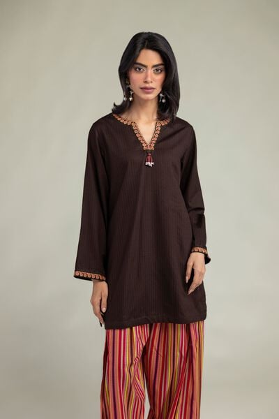 Embroidered | Cotton Dobby | V-Neck Cotton Kurta | USD 35.00