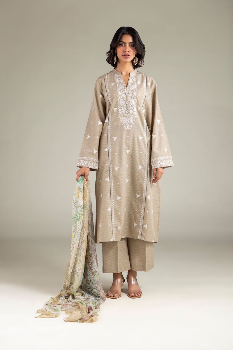 Embroidered | Cotton Dobby | Tailored 3-piece Set | USD 65.00