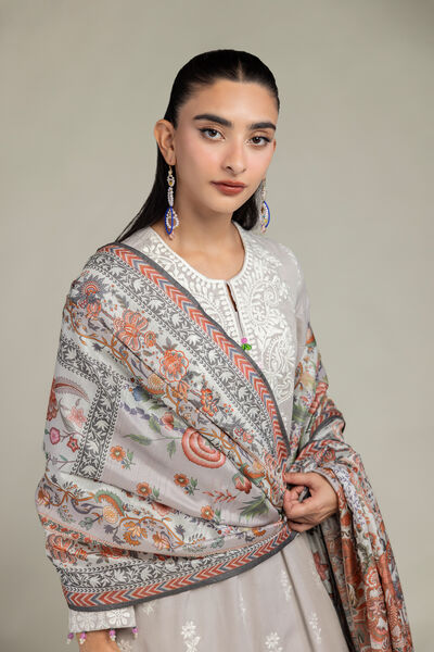 Embroidered  | Polyester Silk | Floral Silk Dupatta | USD 30.00