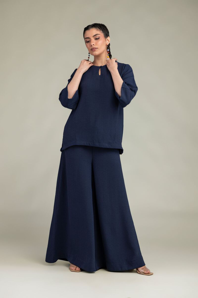 Dyed | Crepe Georgette | Navy Georgette Trousers | USD 35.00