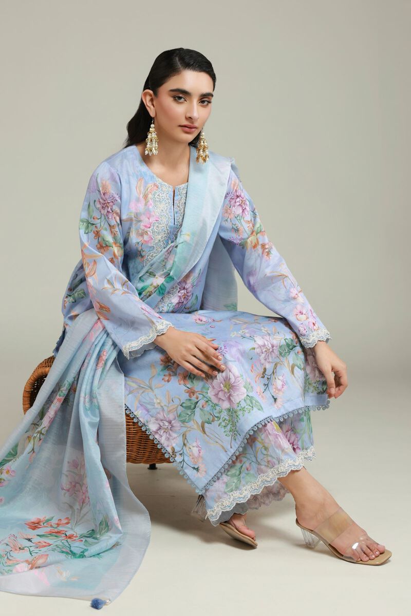 Printed | Satin | Tailored 3 Piece | USD 75.00