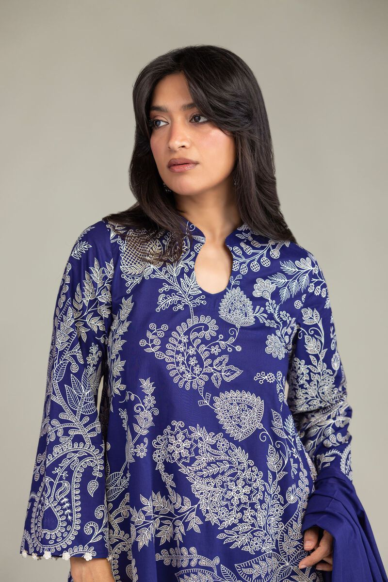 Cambric | Floral Navy Kurta | USD 45.00