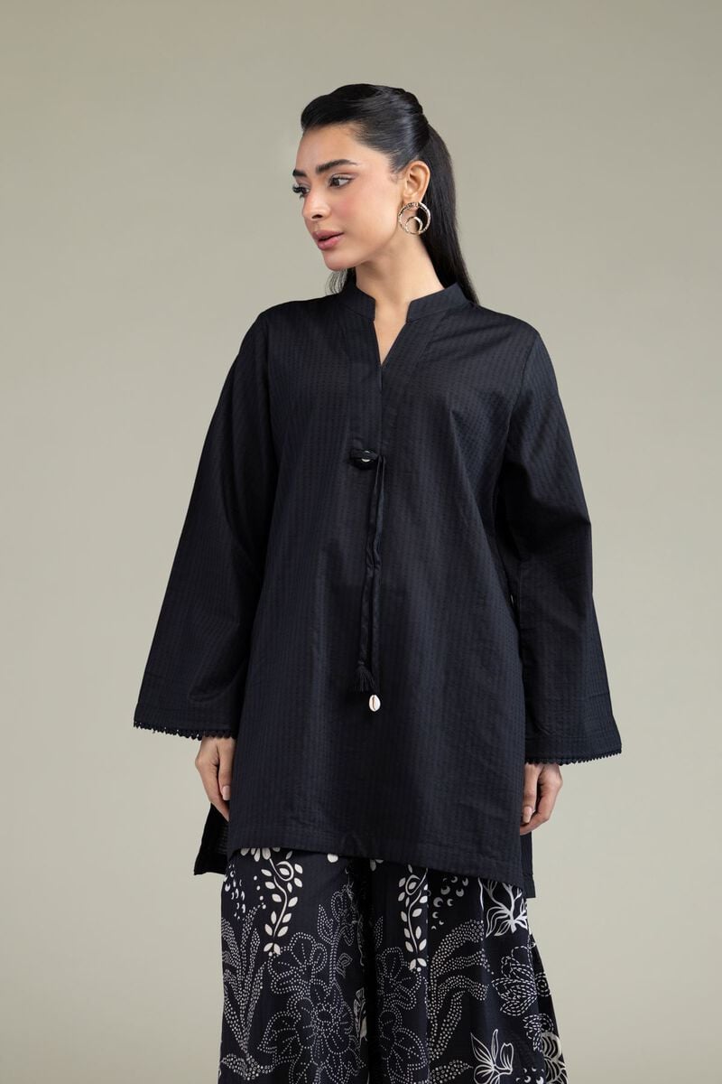 Printed | Cotton Dobby | Black Cotton Kurta | USD 30.00