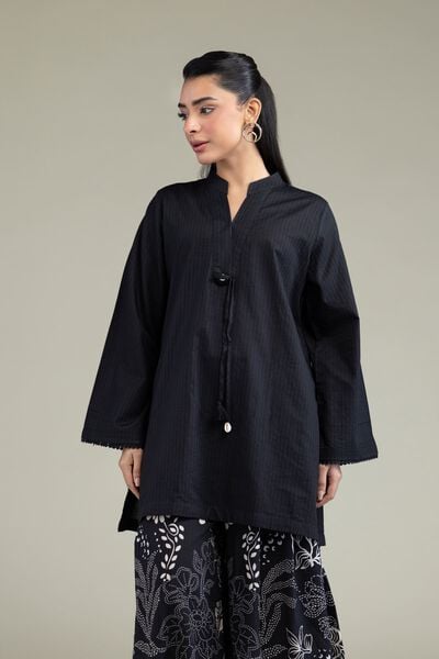 Printed | Cotton Dobby | Black Cotton Kurta | USD 30.00