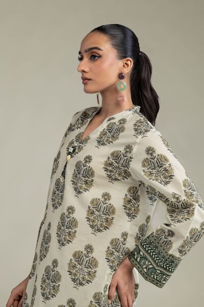 Printed | Cambric | Floral V-Neck Kurta | USD 35.00