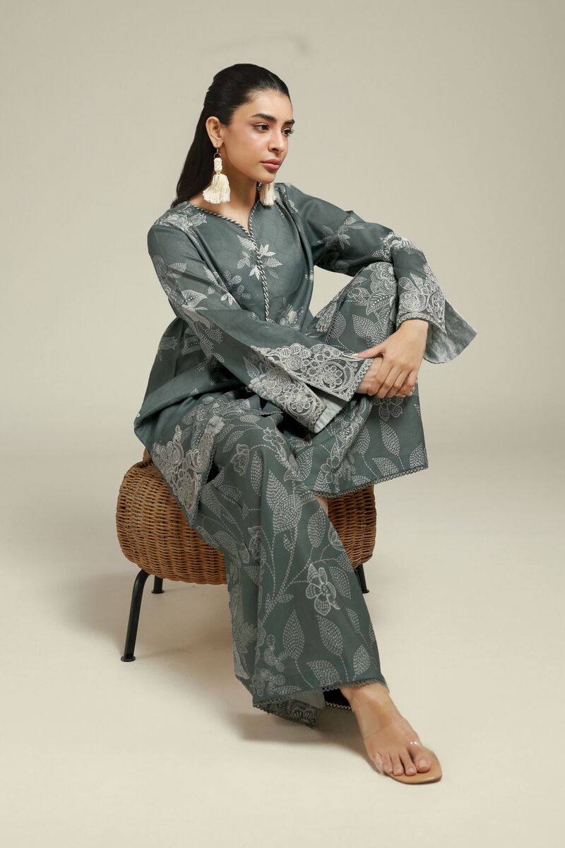 Embroidered | Satin | Tailored 2 Piece | Top and Bottom | USD 60.00