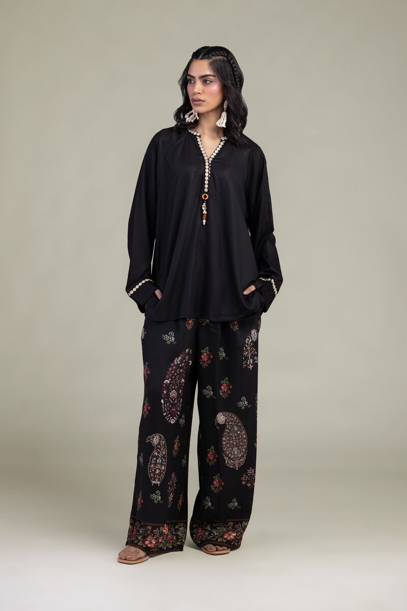 Embroidered | Viscose Crepe | Trousers | USD 35.00