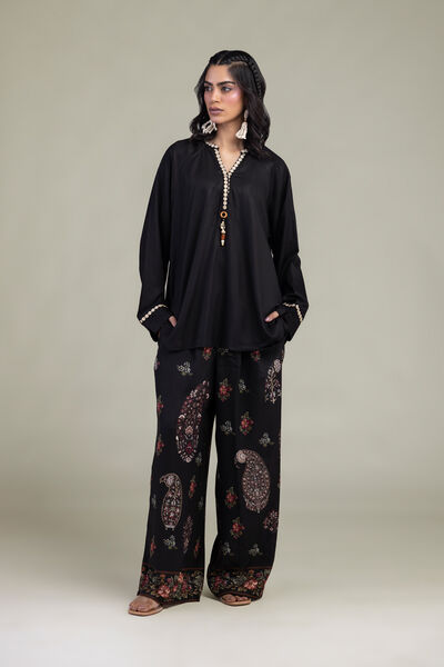 Embroidered | Viscose Crepe | Trousers | USD 35.00