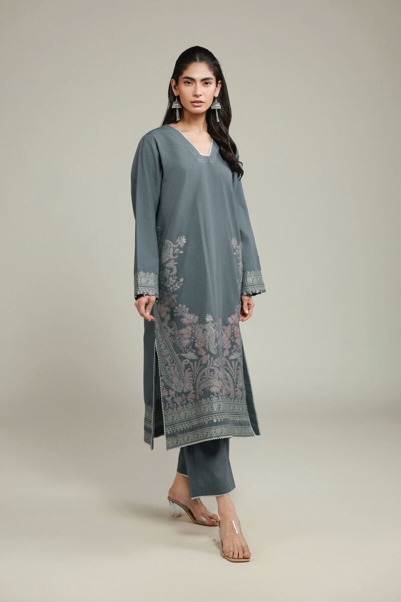 Dyed | Jacquard | Gray Tailored Set | USD 45.00