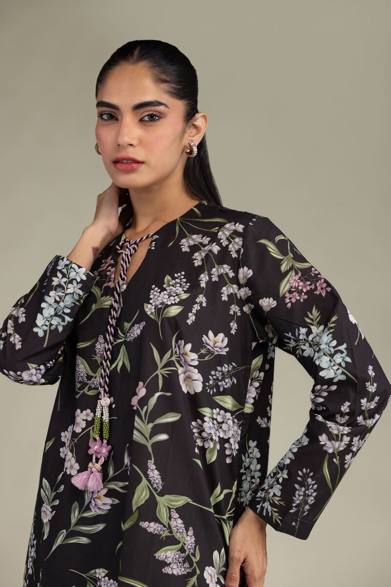 Printed | Cotton Viscose | Black Floral Kurta | USD 40.00