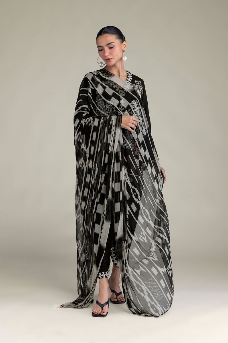 Embroidered | Chiffon | Black Chiffon Dupatta | USD 30.00