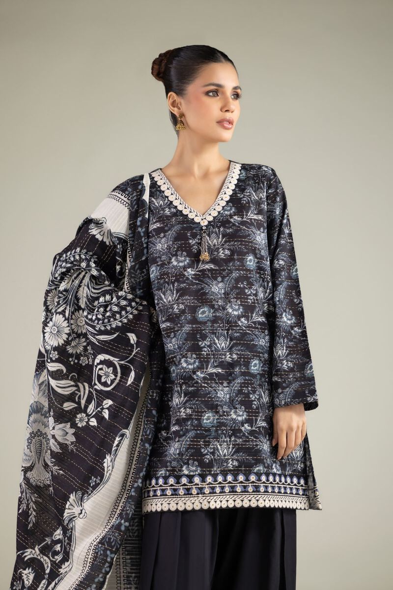 Embroidered | Mesuri Dobby | Black 3-Piece Tailored | USD 70.00