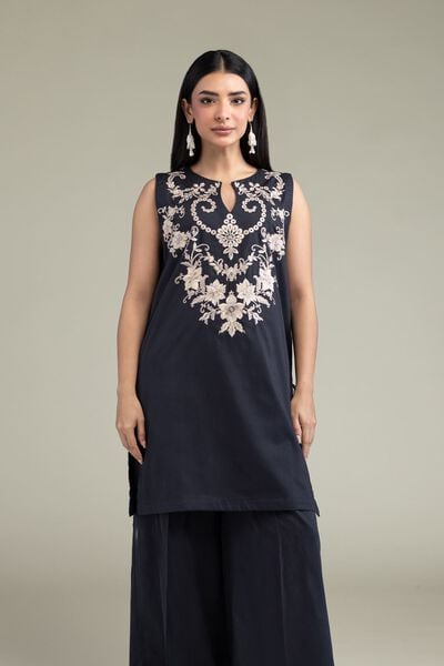 Embroidered | Cambric | Floral Sleeveless Kurta | USD 35.00