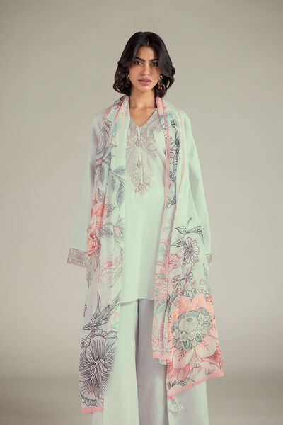 Embroidered | Cotton Dobby | 3-Piece Tailored Set | USD 65.00