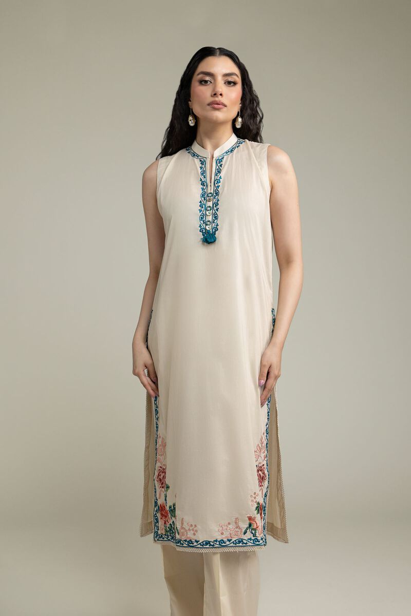 Embroidered | Cambric | Floral Sleeveless Kurta | USD 40.00