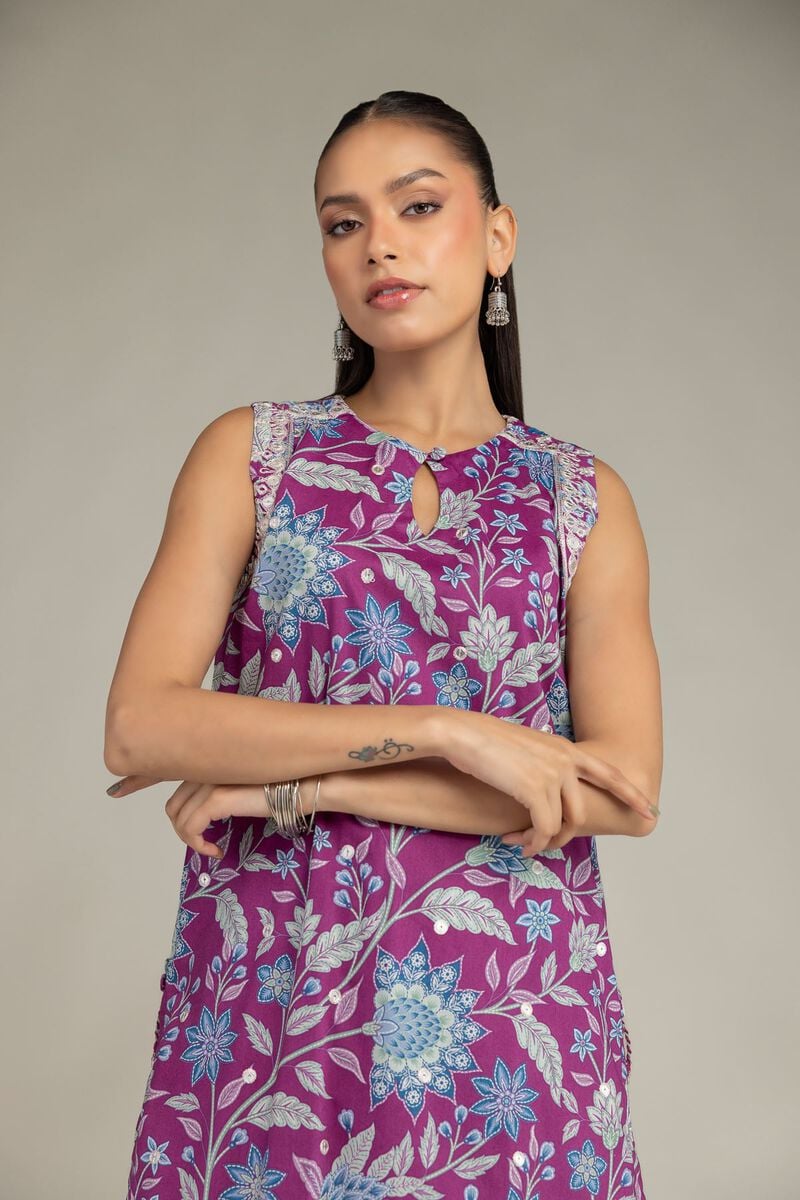 Embroidered | Cotton Viscose | Floral Sleeveless Kurta | USD 45.00