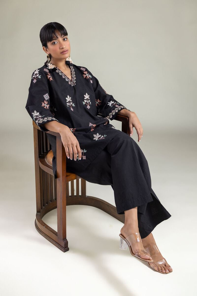 Embroidered | Cambric | Black Tailored Suit | USD 45.00