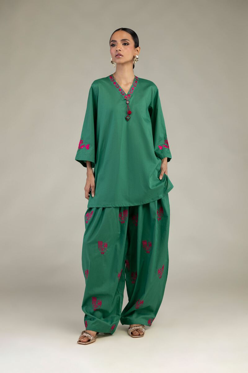Embroidered | Cambric | Green Cambric Shalwar | USD 35.00