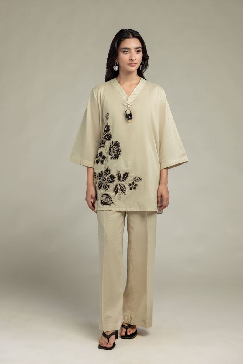 Cambric | Solid Beige Pants | USD 30.00