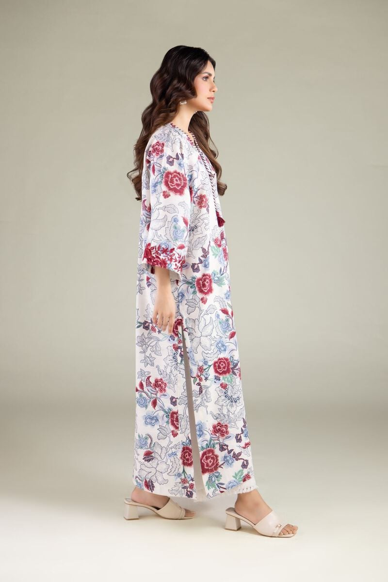 Embroidered | Textured Cotton | Floral Longline Kurta | USD 35.00