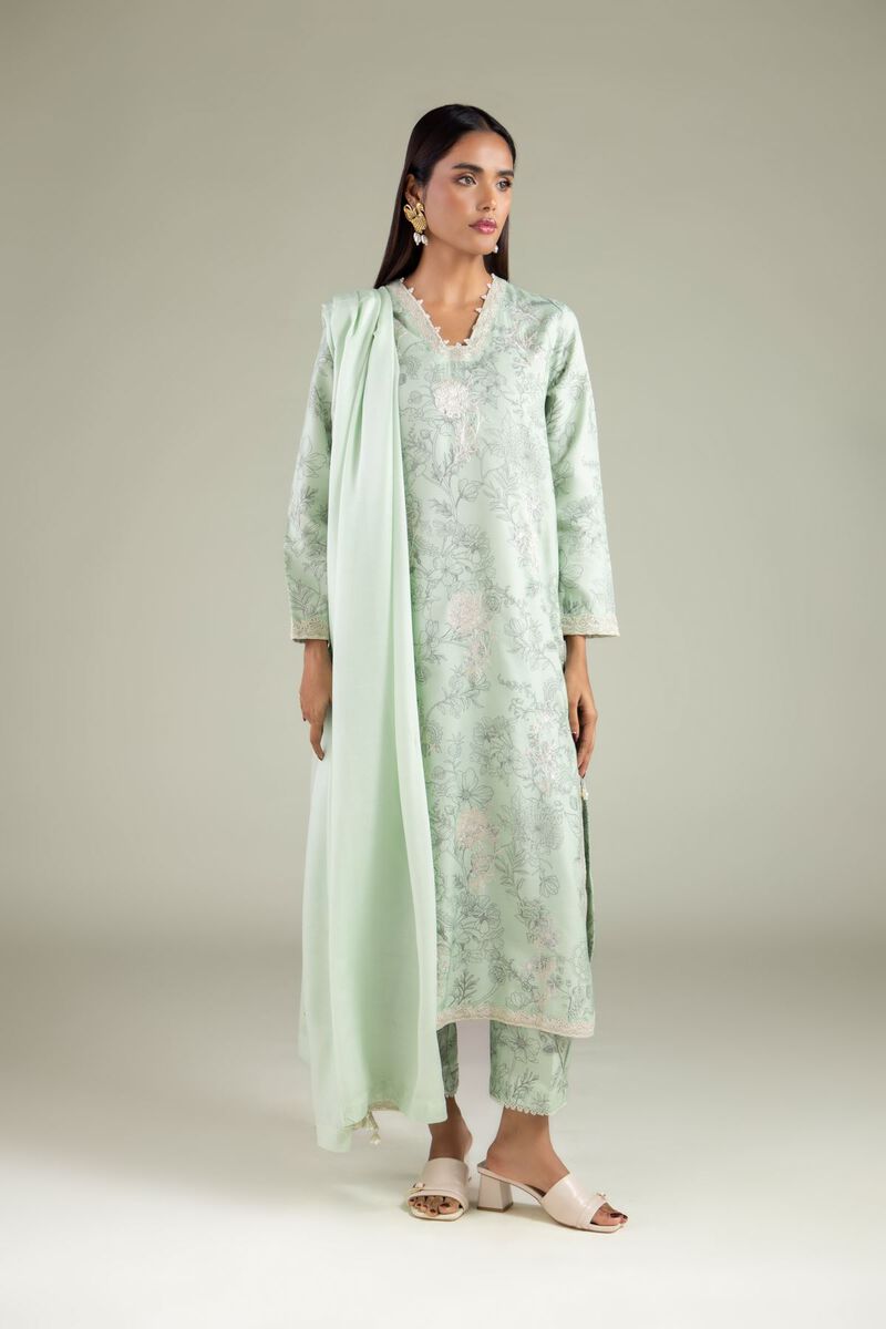 Embroidered | Raw Silk | Floral Lace Dupatta | USD 40.00