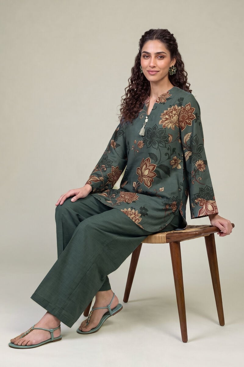 Printed | Light Khaddar | Floral Khaddar Kurta | USD 35.00