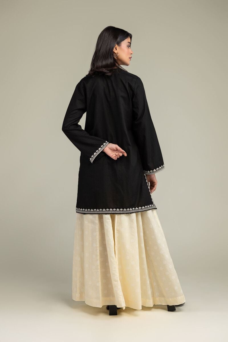 Embroidered | Cotton Dobby | Short Black Kurta | USD 40.00