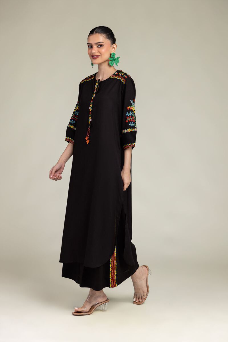 Embroidered | Raw Silk | Black Silk Pants | USD 30.00