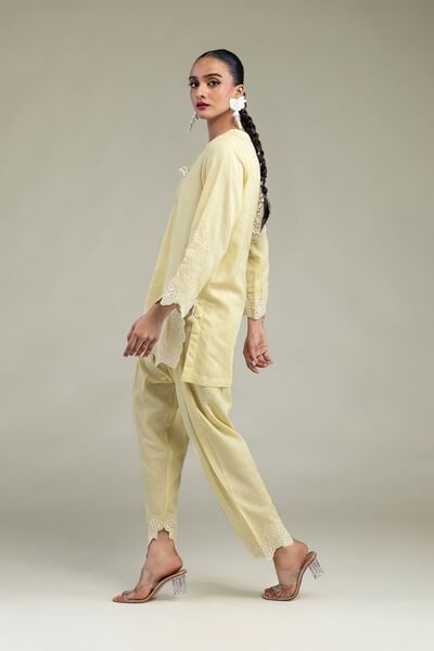Embroidered | Raw Silk | Yellow Silk Shalwar | USD 30.00