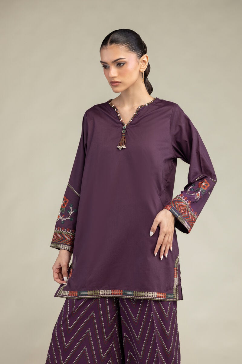 Embroidered | Cambric | Cambric V-Neck Kurta | USD 40.00