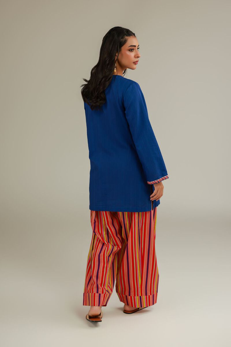 Embroidered | Cotton Dobby | Solid Blue Kurta | USD 35.00