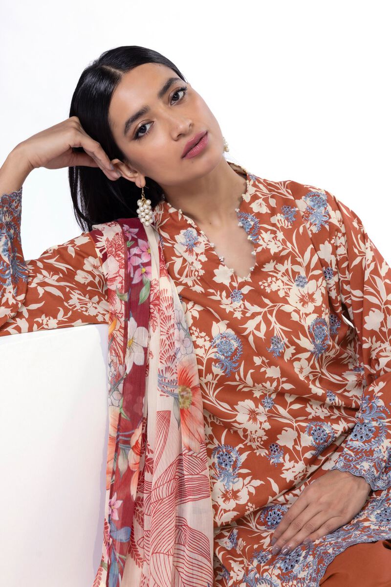 Embroidered | Cambric | Fabrics 3 Piece | null