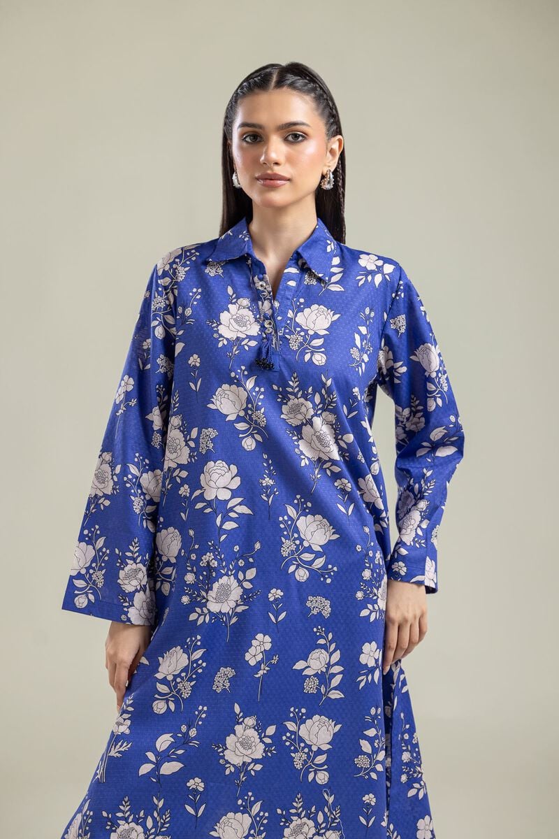 Printed | Cotton Dobby | Floral Blue Kurta | USD 30.00