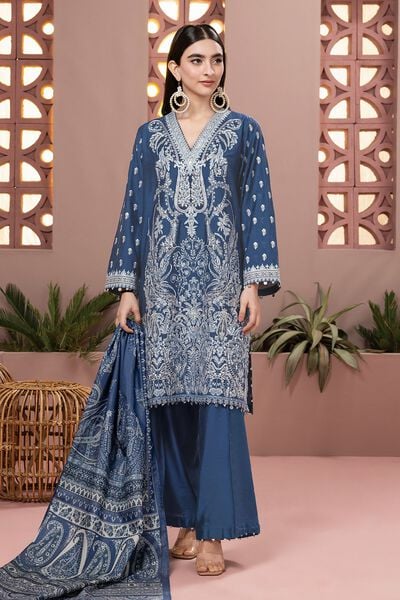 Dull Raw Silk | Embroidered | Tailored 3 Piece | USD 70.00