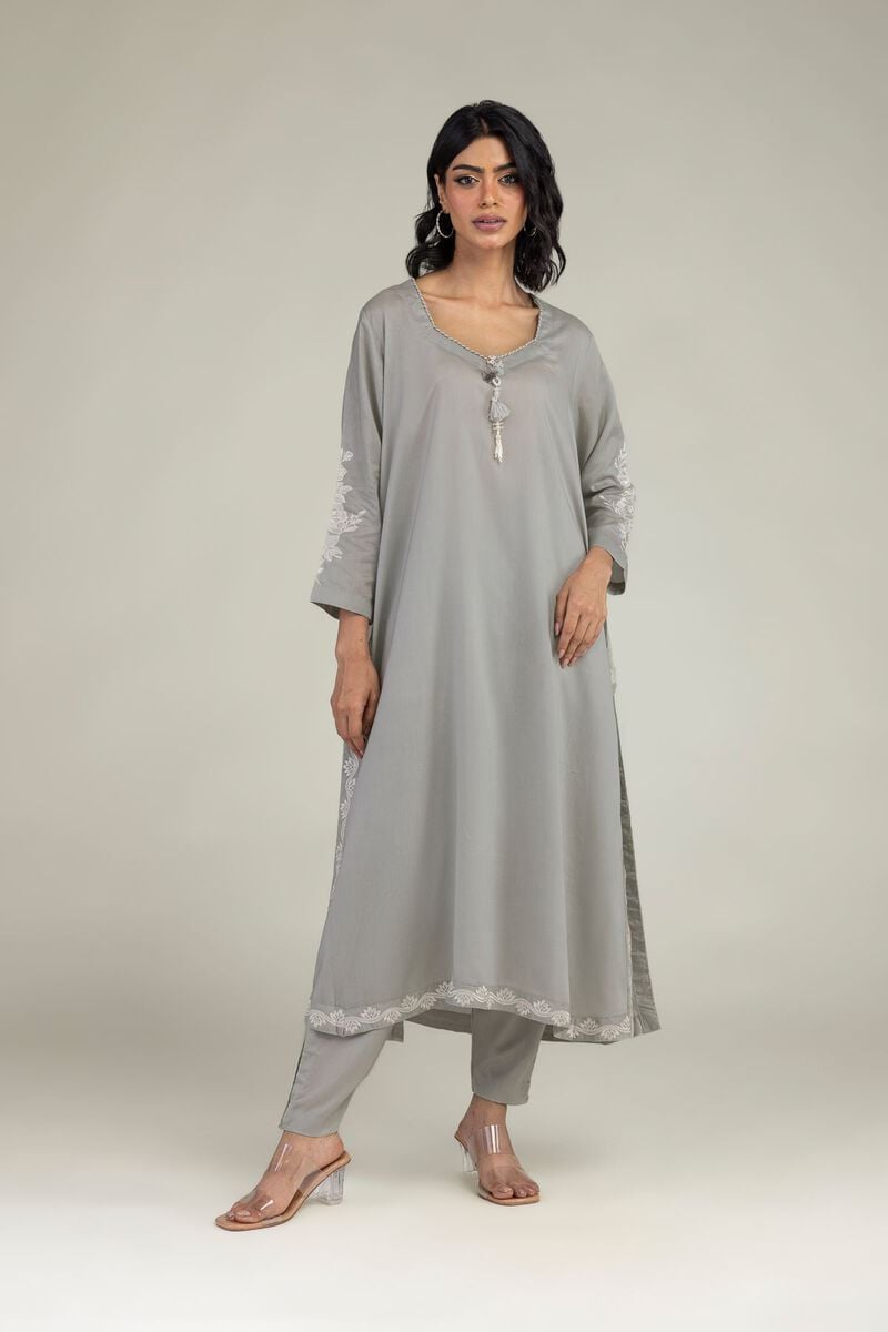 Embroidered | Lyocell | Gray Shalwar | USD 30.00
