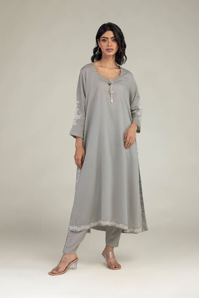 Embroidered | Lyocell | Gray Shalwar | USD 30.00