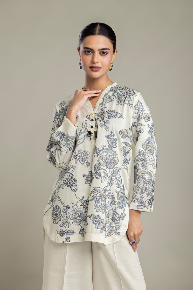 Embroidered | Raw Silk | Floral Silk Kurta | USD 70.00