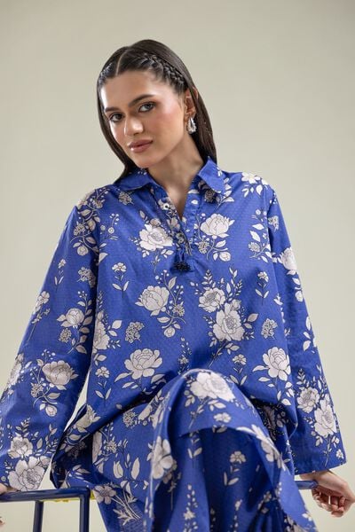 Printed | Cotton Dobby | Floral Blue Kurta | USD 30.00